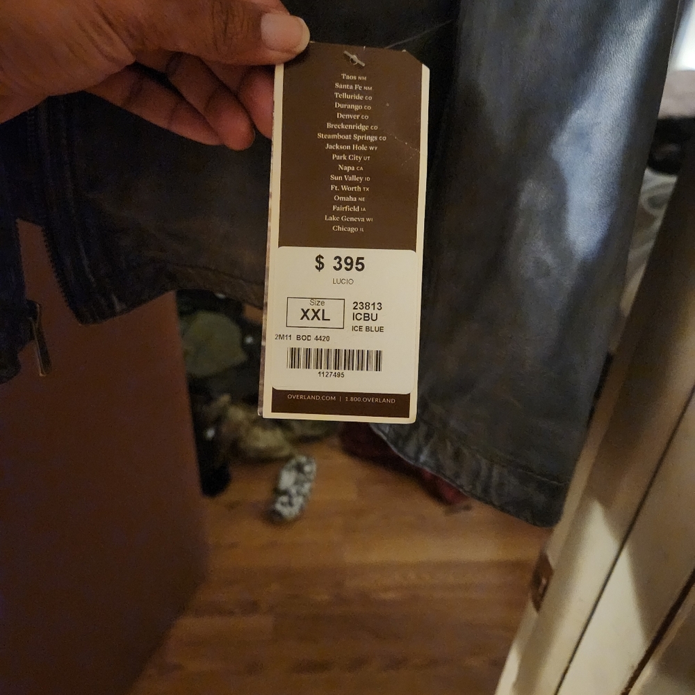 Brand new Light Blue Leather Coat